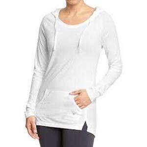 Old Navy Women's Semi Fitted Burnout Active Tunic Pullover Hoodie Size XL White